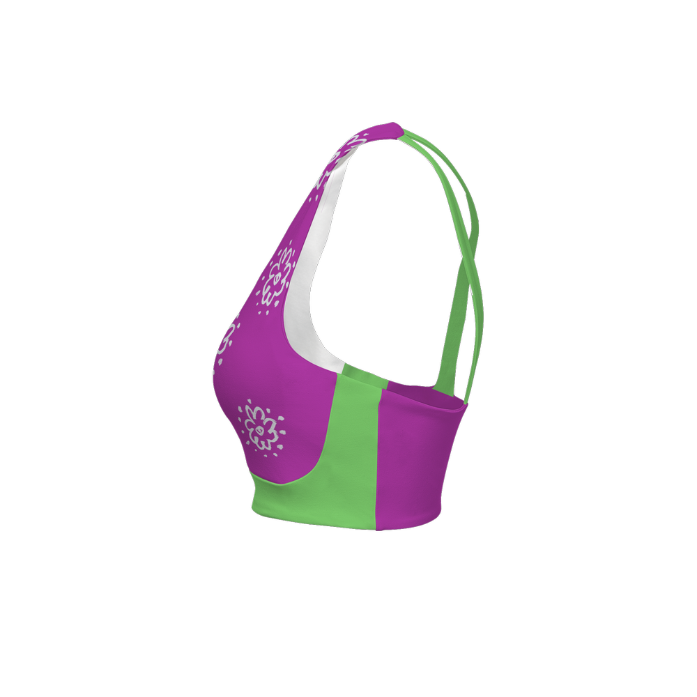 Flower Purple Women’s Racerback Sports Bra-Butter Soft Texture