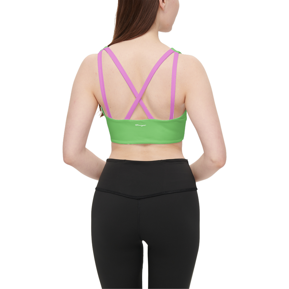 Flower Green Women’s Racerback Sports Bra-Butter Soft Texture