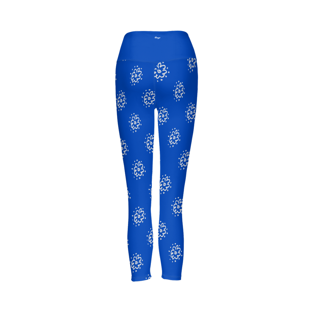 Flower Blue Women’s High-Rise Leggings-Cloud-Like
