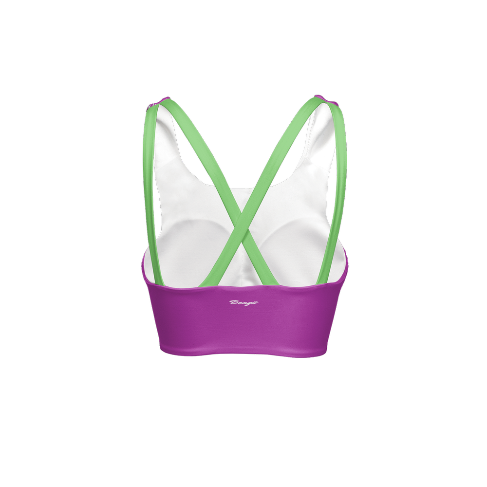Flower Purple Women’s Racerback Sports Bra-Butter Soft Texture