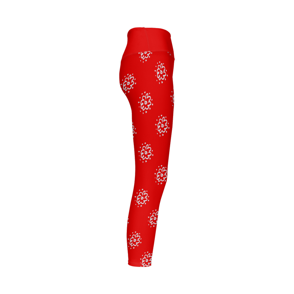 Flower Red Women’s High Rise Leggings-Cloud-Like