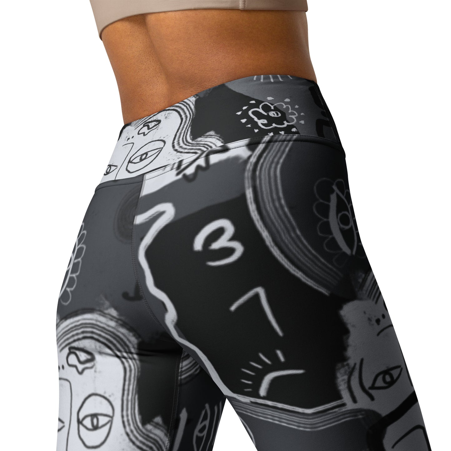 Picasso Black & White High-waisted Yoga Leggings