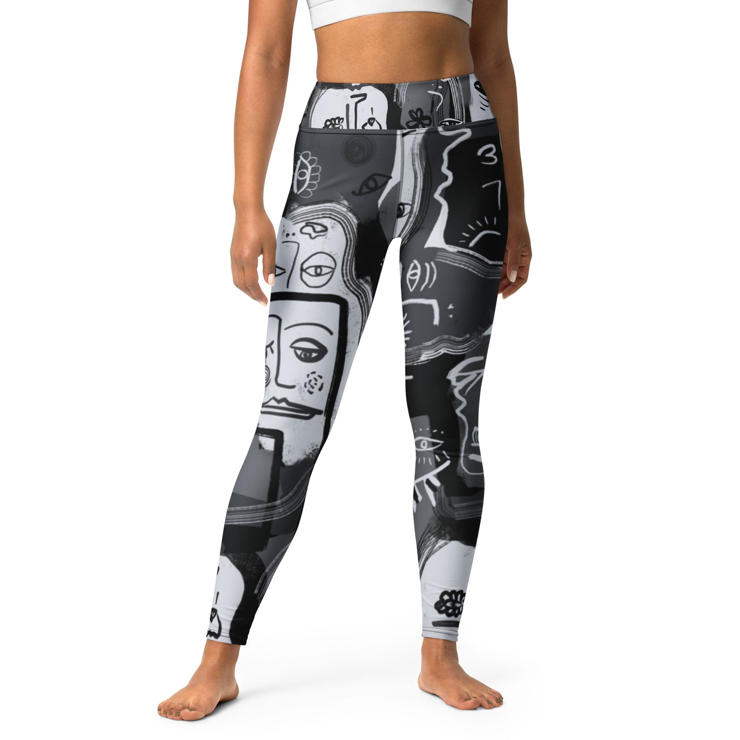 Picasso Black & White High-waisted Yoga Leggings