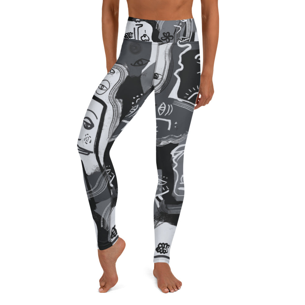 Picasso Black & White High-waisted Yoga Leggings