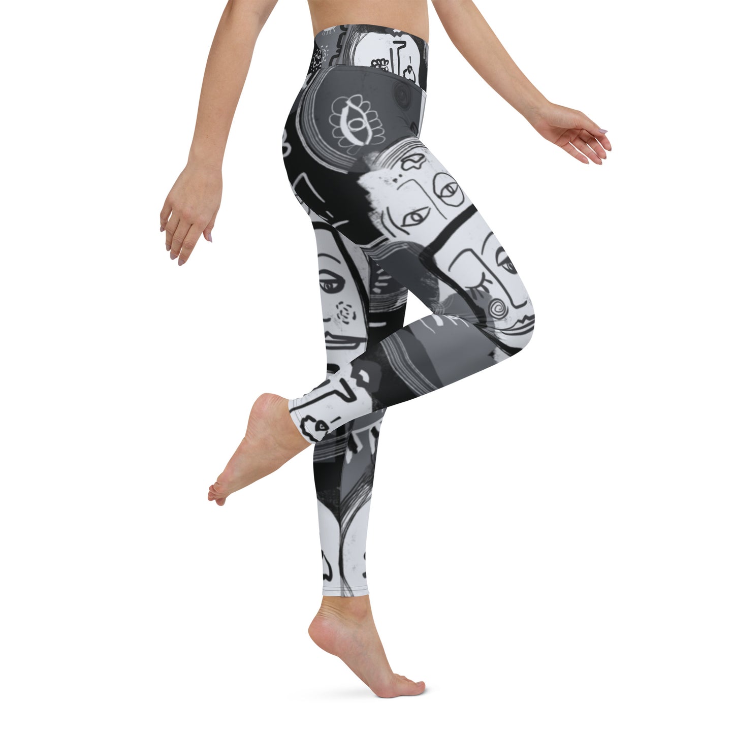 Picasso Black & White High-waisted Yoga Leggings