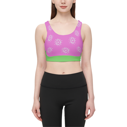 Flower Women’s Racerback Sports Bra-Butter Soft Texture