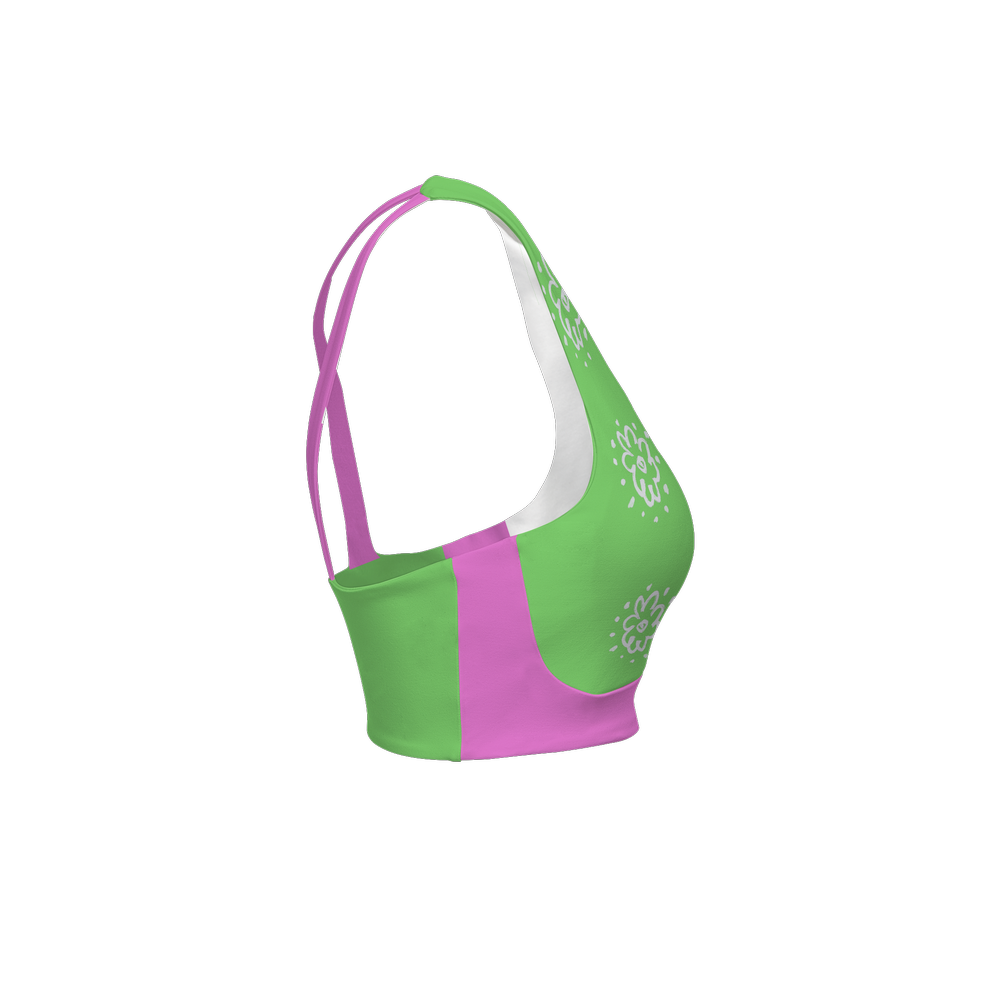 Flower Green Women’s Racerback Sports Bra-Butter Soft Texture