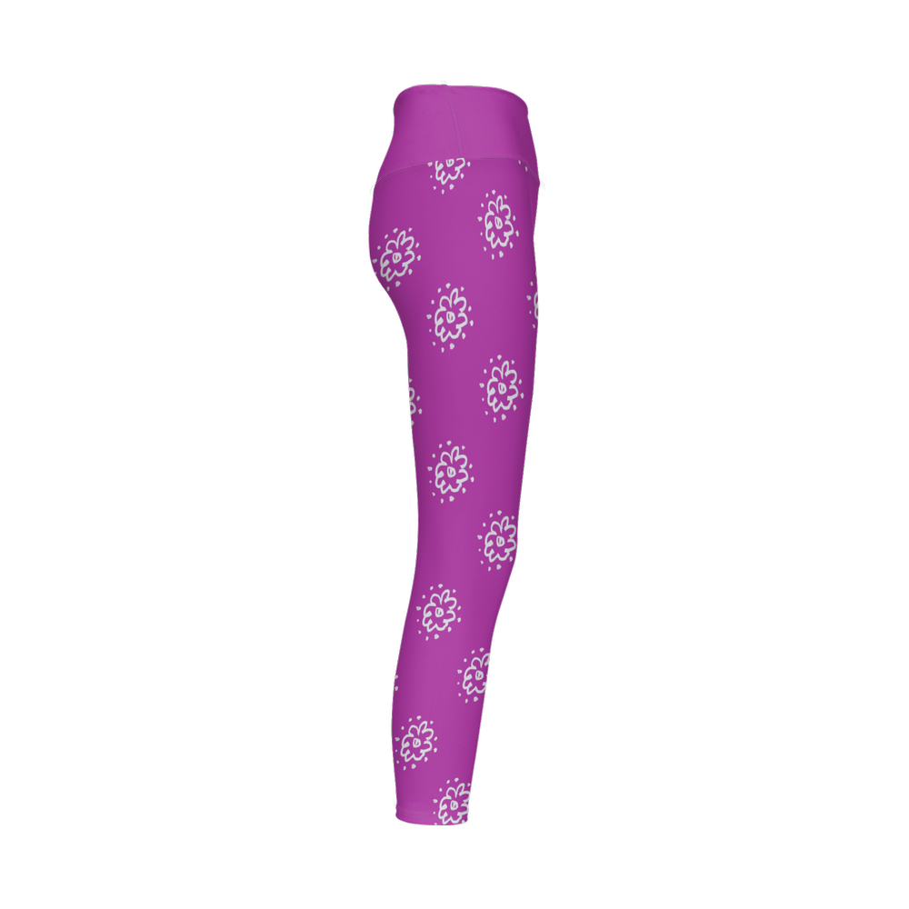 Flower Purple Women’s High-Rise Leggings-Cloud-Like