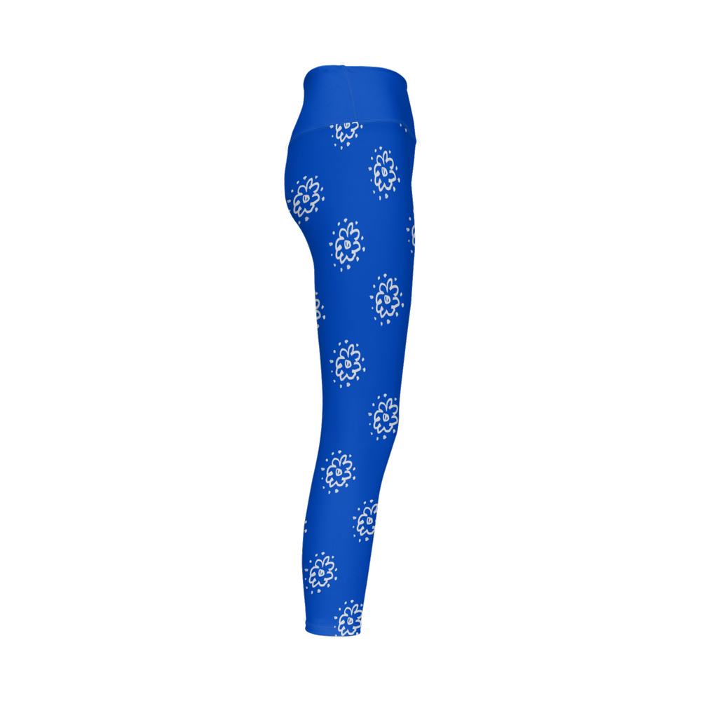 Flower Blue Women’s High-Rise Leggings-Cloud-Like