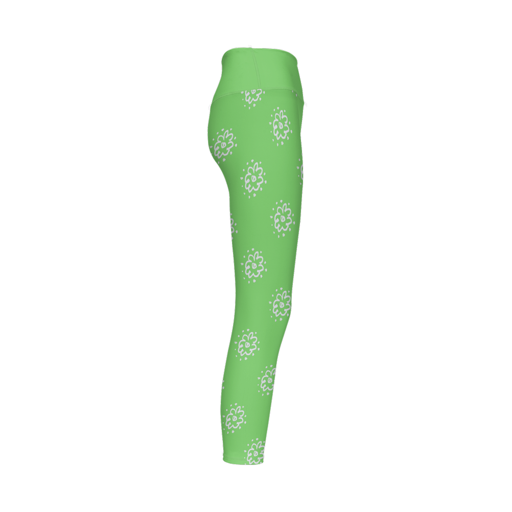 Flower Green Women’s High-Rise Leggings-Cloud-Like