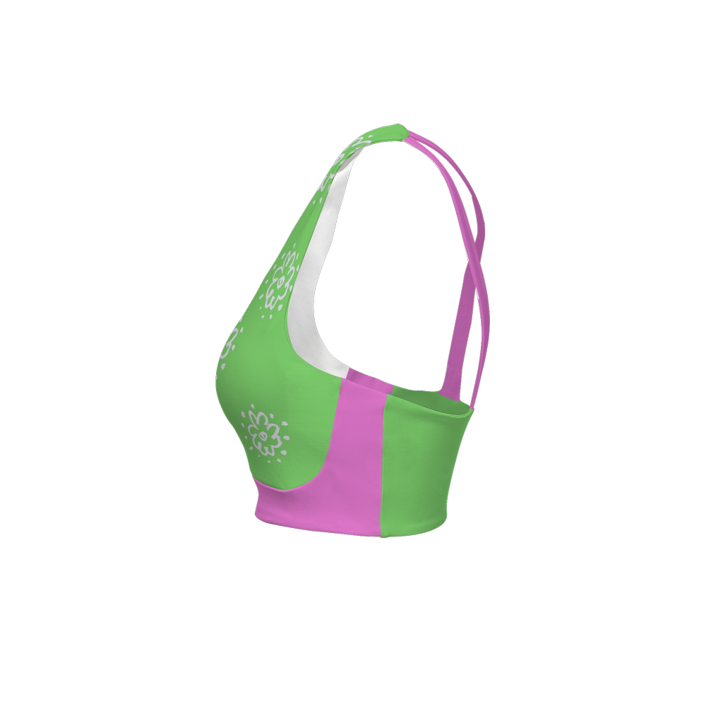 Flower Green Women’s Racerback Sports Bra-Butter Soft Texture