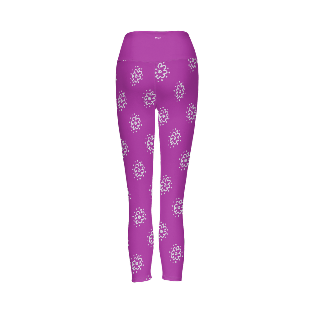 Flower Purple Women’s High-Rise Leggings-Cloud-Like