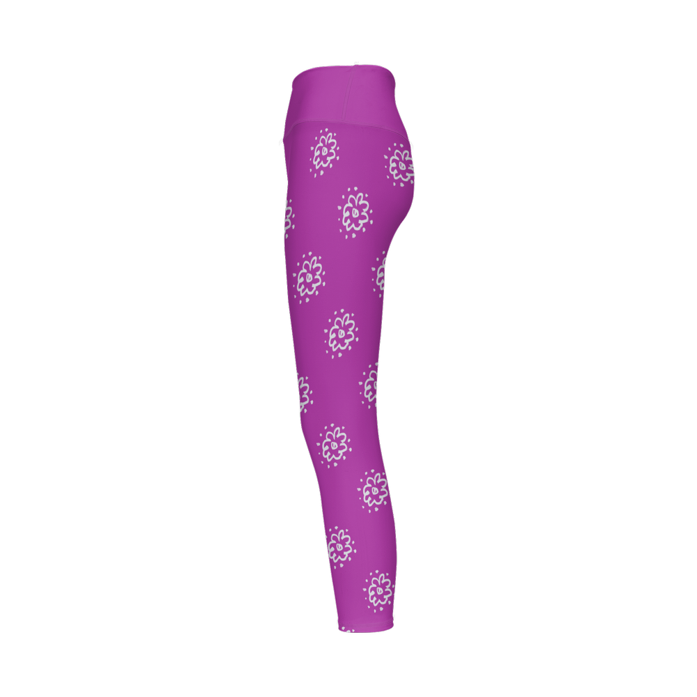 Flower Purple Women’s High-Rise Leggings-Cloud-Like