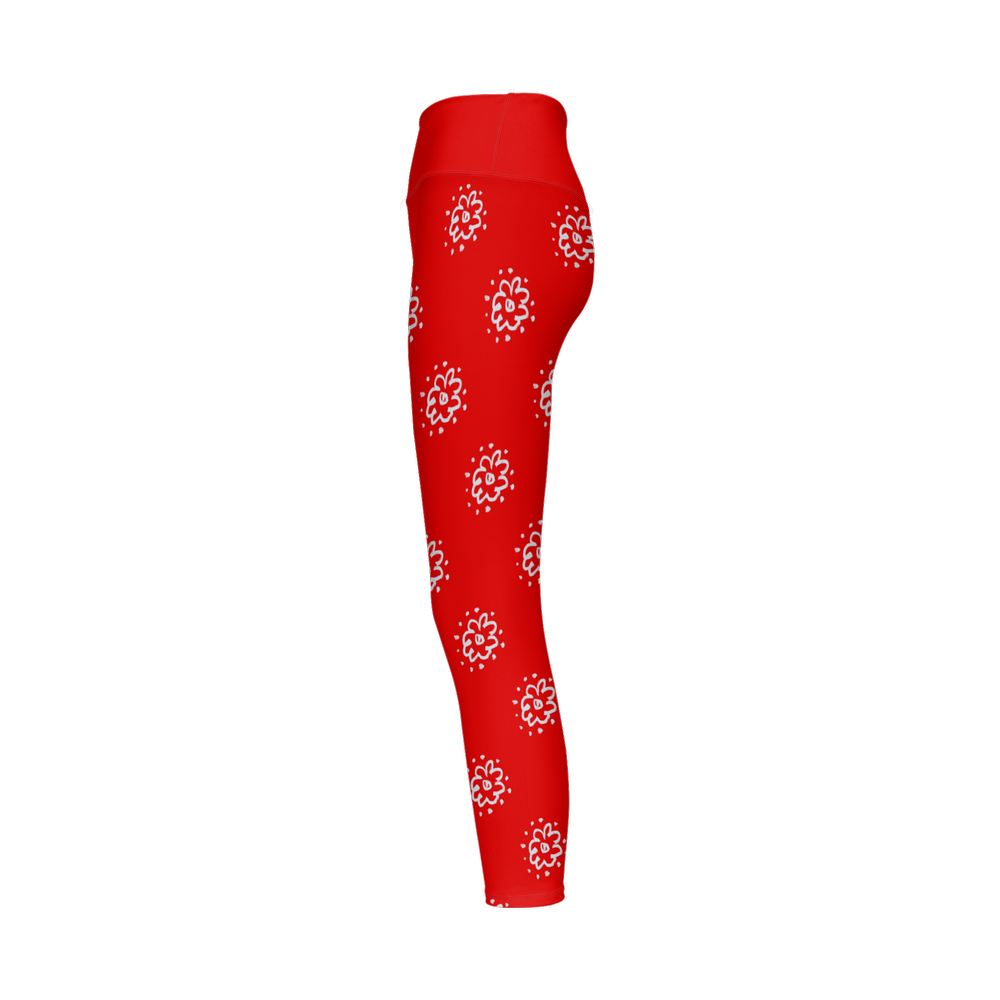 Flower Red Women’s High Rise Leggings-Cloud-Like