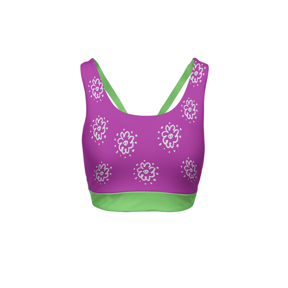 Flower Purple Women’s Racerback Sports Bra-Butter Soft Texture