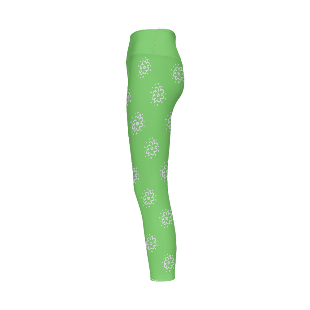 Flower Green Women’s High-Rise Leggings-Cloud-Like